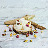 100% Soy wax scented tea lights, Raspberry and amber rose, burn time  between 5 to 7 hours each tea light, £7.00 box of 6, plus postage. LUNAKAMAMA.CO.UK