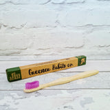 Bamboo adult toothbrush, medium bristles, pink in colour, "2.95 plus postage, LUNAKAMAMA.CO.UK 