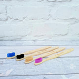 Bamboo adult toothbrushs, medium bristles, Available in Natural, Blue, Black or Pink colours, £2.95 plus postage, LUNAKAMAMA.CO.UK