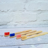 Bamboo children's toothbrush, Eco-friendly Available in Pink, Blue, Natural & Red  Colours, Extra soft bristles, £2.95 plus postage. LUNAKAMAMA.CO.UK