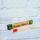 Bamboo red extra soft bristles, children's toothbrush, £2.95 plus postage. Lunakamama.co.uk,