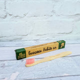 Bamboo children's toothbrush, Extra soft pink bristles, £2.95 plus postage. LUNAKAMAMA.CO.Uk